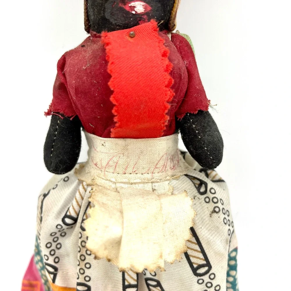 Vintage Souvenir‎ Doll Caribbean Folk Art Straw Basket Headpiece 10